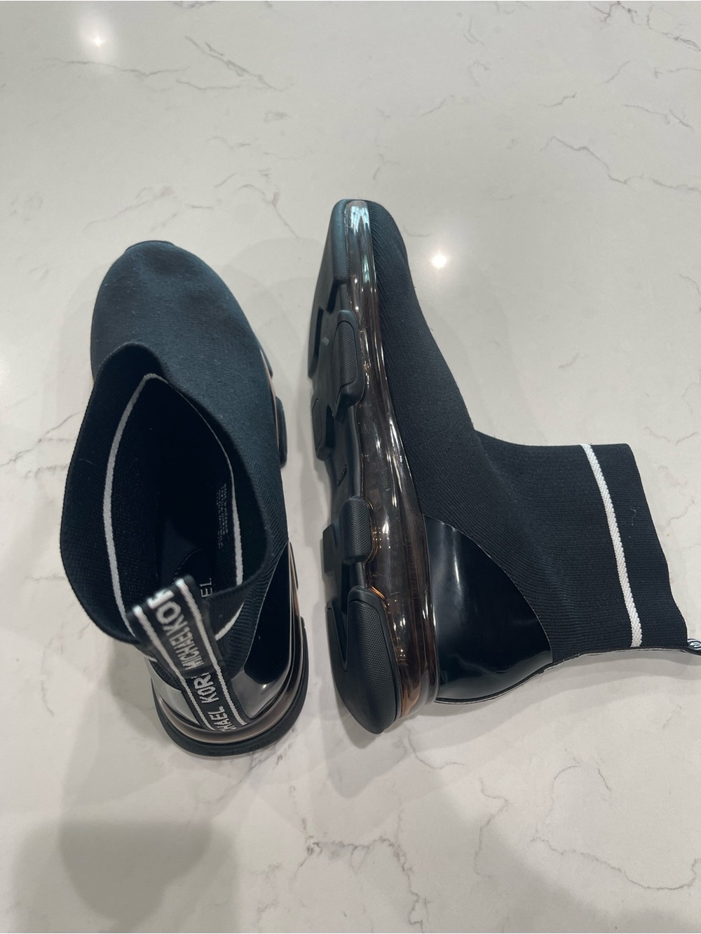 Michael Kors Black Logo-Trim Sock Boots - Picture 2 of 8